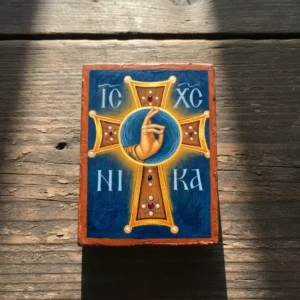 IC XC NIKA: The Blessing Hand of Christ Orthodox Wooden Mounted Icon