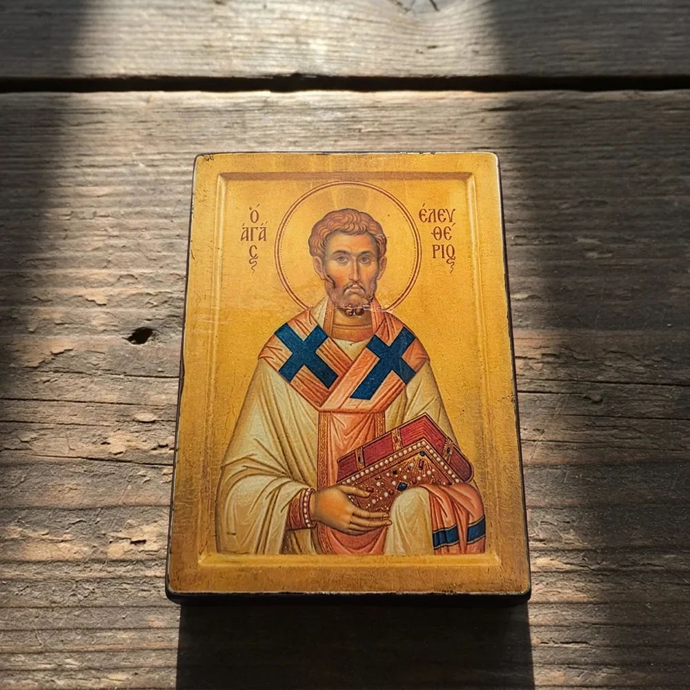 Saint Eleftherios Orthodox Wooden Mounted Icon