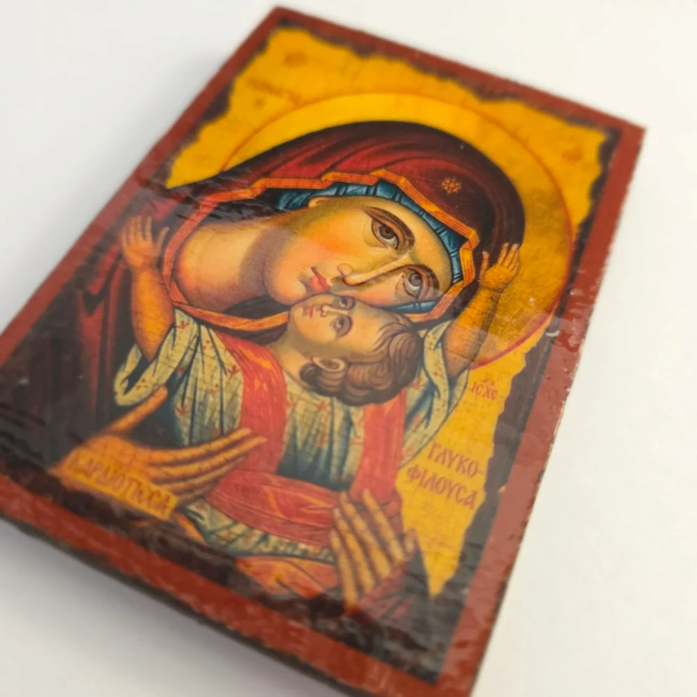 Theotokos of Tenderness Orthodox Icon | Wooden Mounted