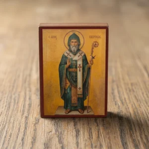 Saint Patrick Orthodox Wooden Mounted Icon handcrafted on solid wood with decoupage technique in Brooklyn, New York