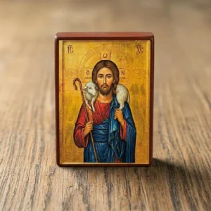 Jesus Christ The Good Shepherd Wooden Mounted Icon