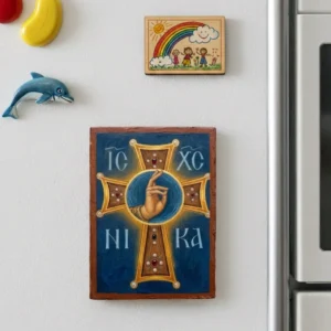 IC XC NIKA: The Blessing Hand of Christ with magnet Orthodox Wooden Mounted Icon