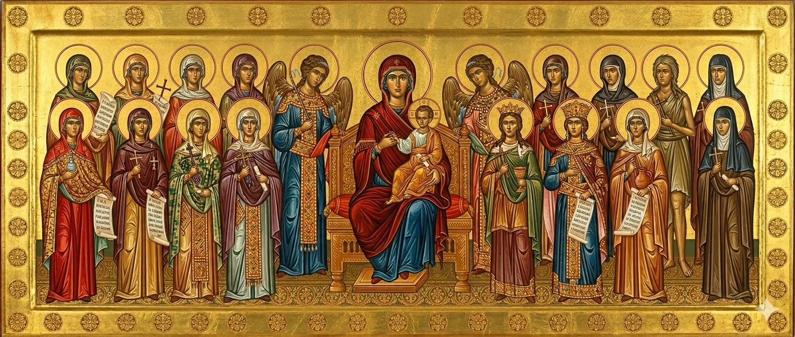 Female Saints Orthodox Wooden Icons handmade on solid wood with decoupage technique in Brooklyn, New York