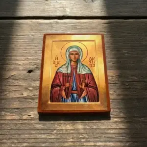 Handcrafted Orthodox icon of Saint Christina the Great Martyr on solid wood with decoupage technique